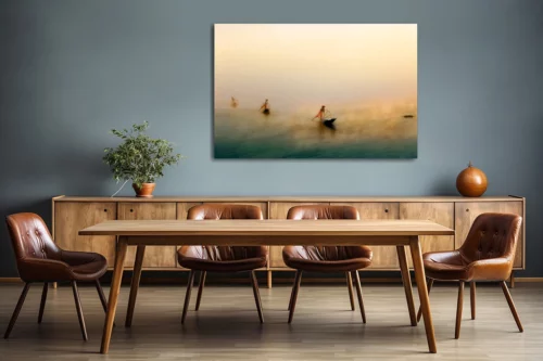 Fotokunst 'Fog' aan de muur in vergaderzaal