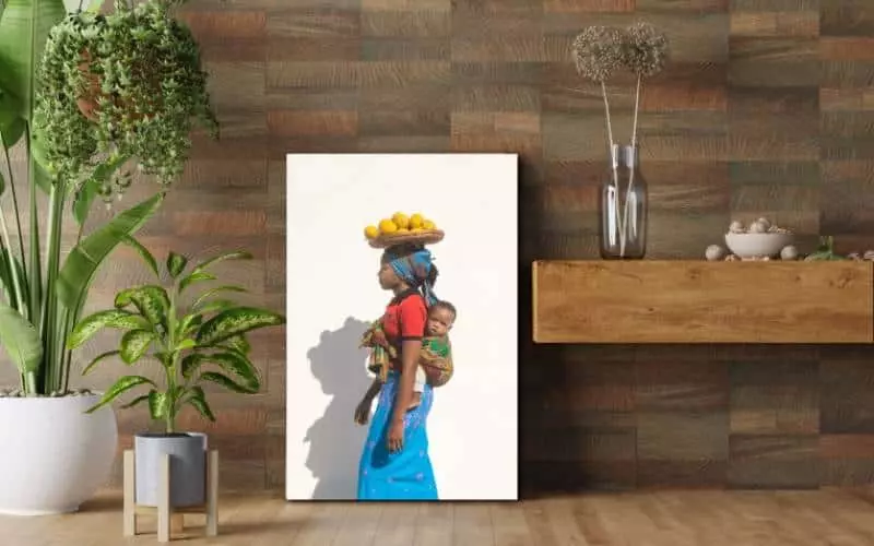 Fotokunst 'Linda' in woonkamer