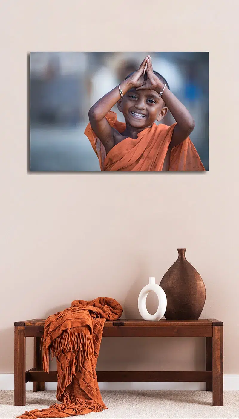 Wanddecoratie 'Namasté' boven bankje