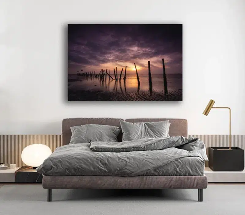 Wanddecoratie 'The Border' aan de muur in slaapkamer