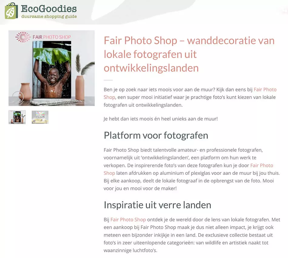 Blog over Fair Photo Shop op EcoGoodies