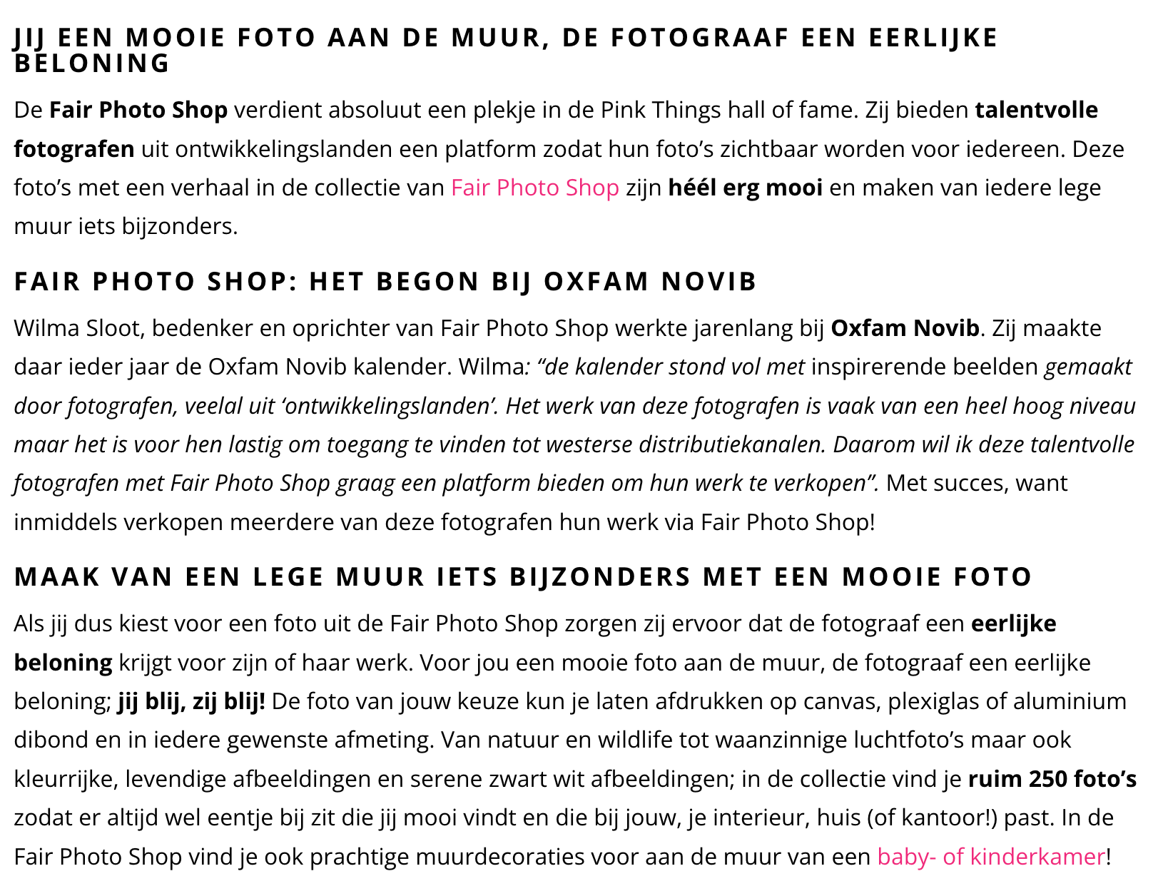 Blog over Fair Photo Shop op Pink Things 2