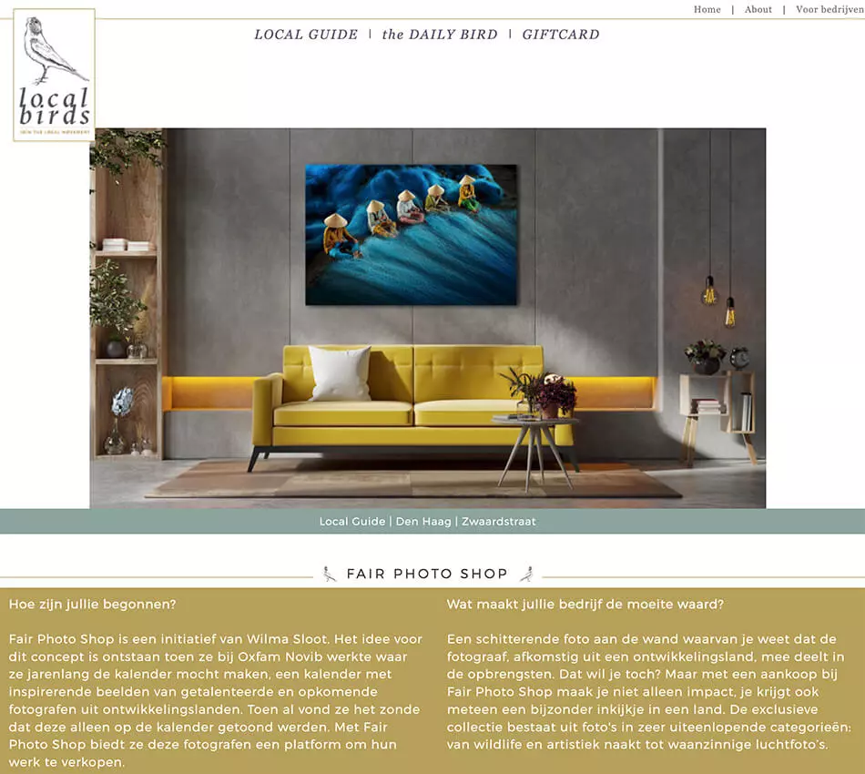 Blog over Fair Photo Shop op Local Birds voor 'In de Pers' pagina