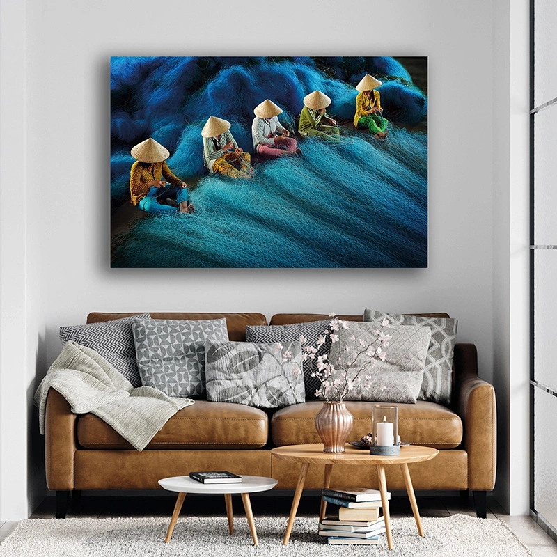 Inspiratie woonkamer met wanddecoratie 'Net Mending'